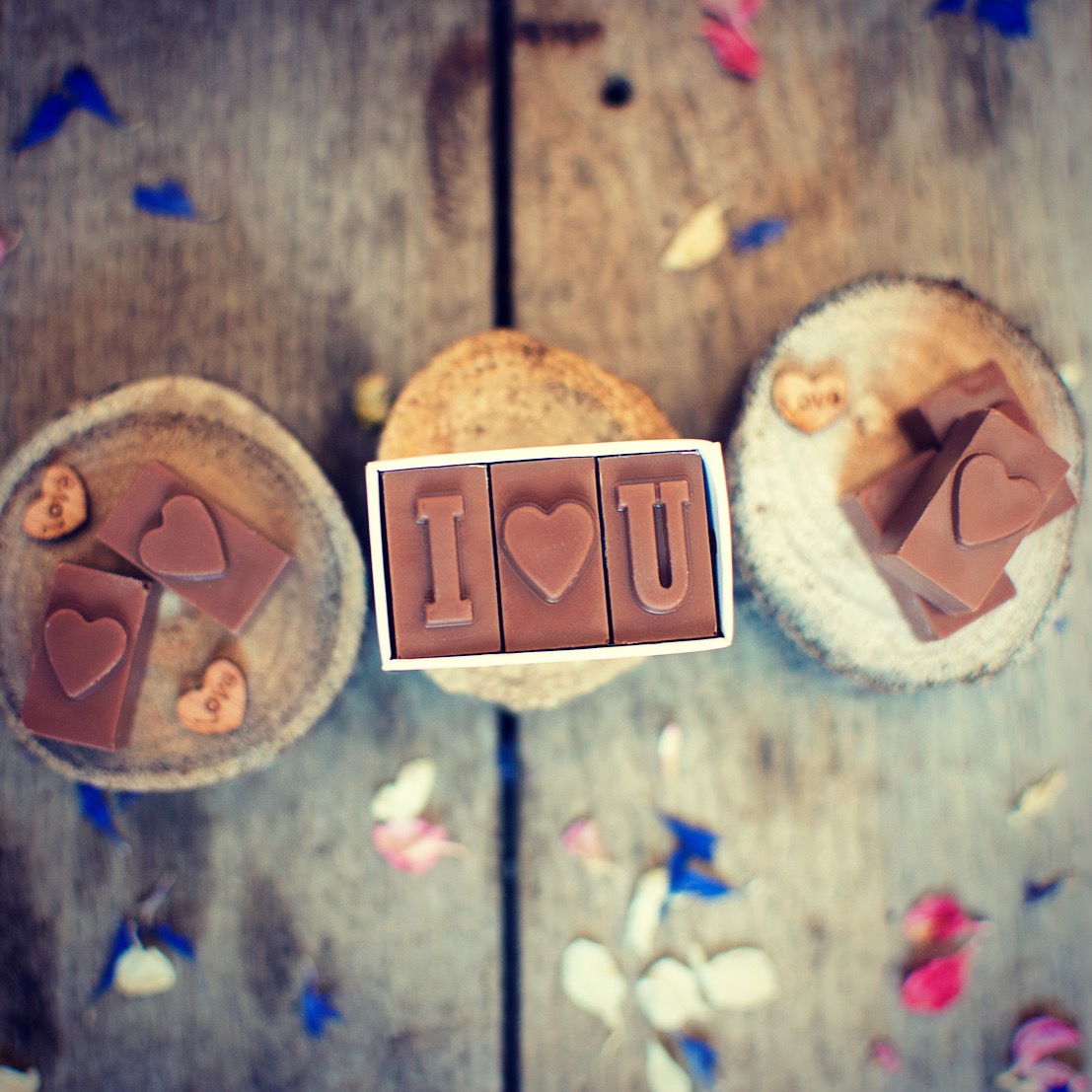 Morse Toad chocolate letters spelling I love U