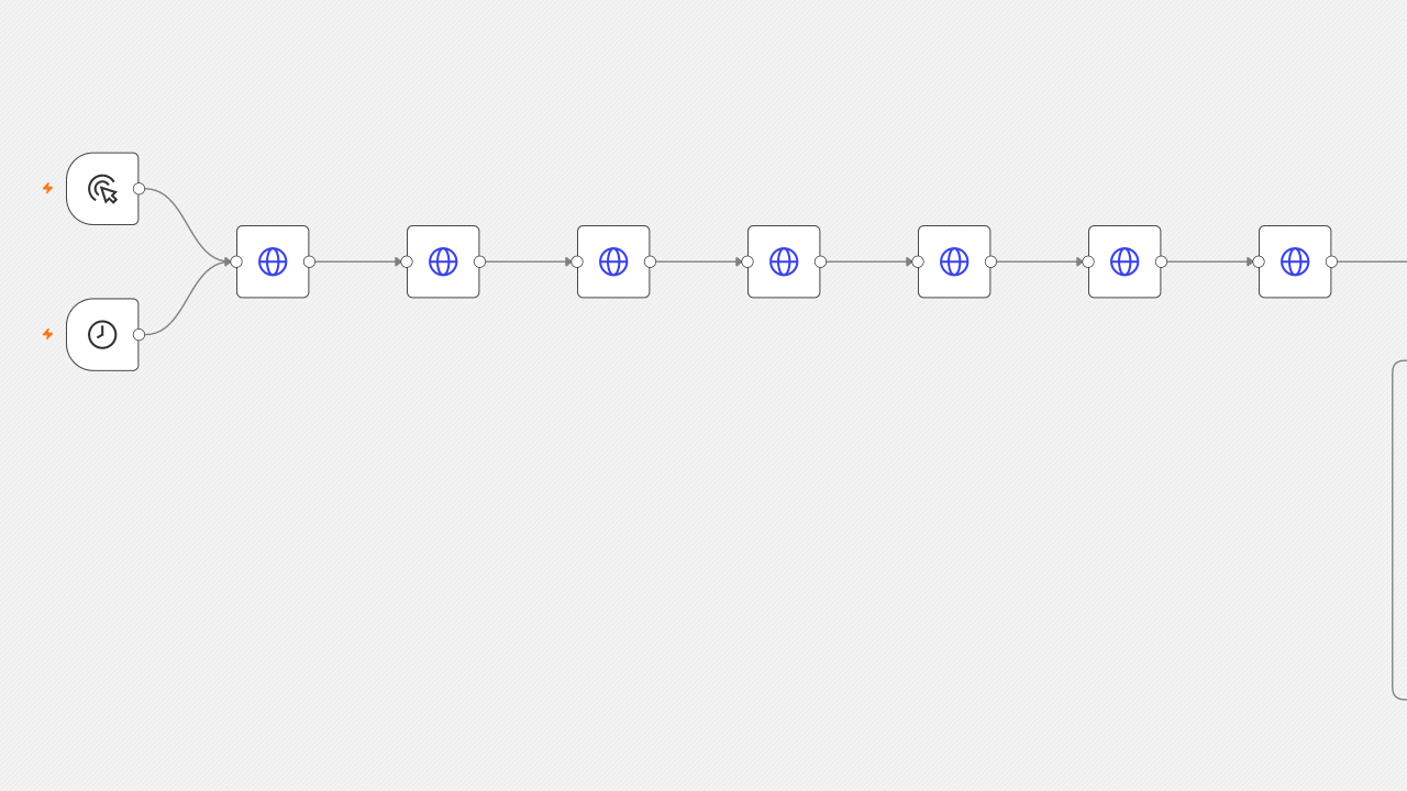 The n8n workflow for fines and notices into the register, with node names removed